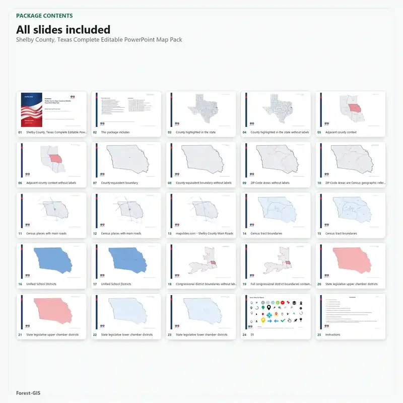 Shelby County, Texas Editable Map Pack - Image 2