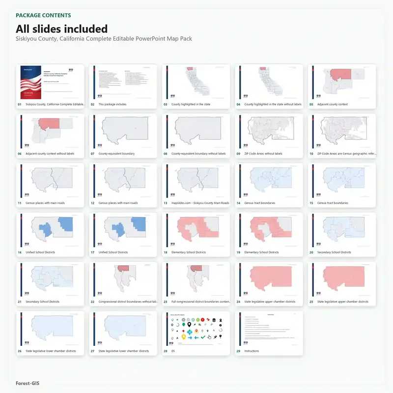 Siskiyou County, California Editable Map Pack - Image 2