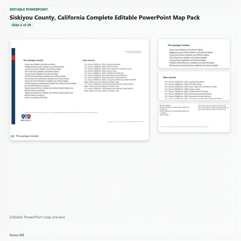 Siskiyou County, California Editable Map Pack - Image 3