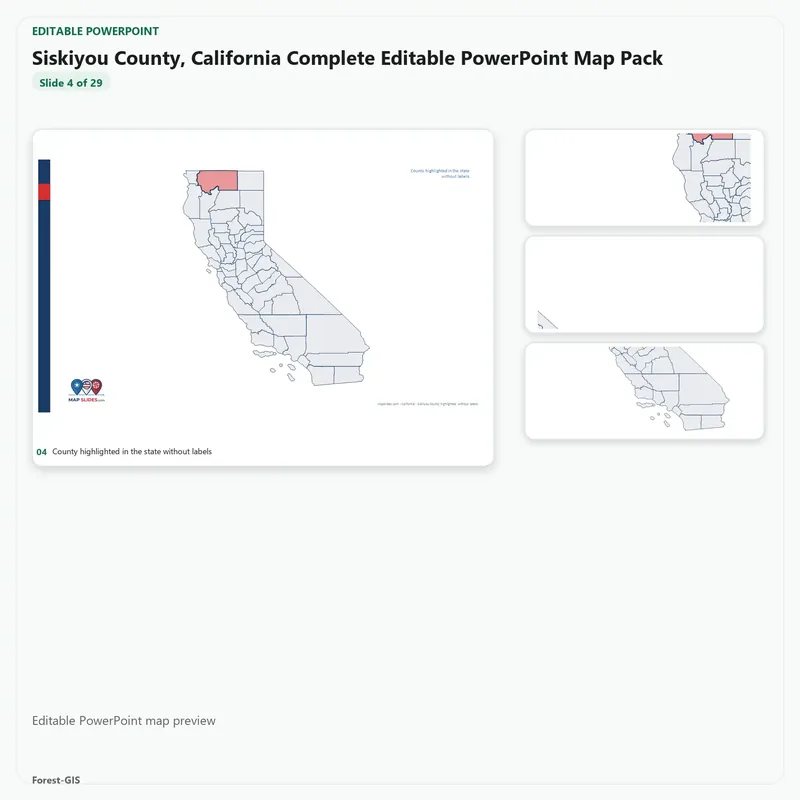 Siskiyou County, California Editable Map Pack - Image 4