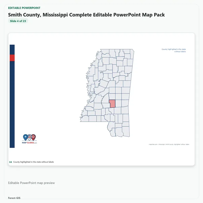 Smith County, Mississippi Editable Map Pack - Image 4