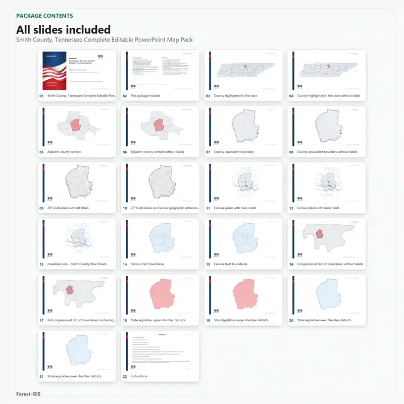 Smith County, Tennessee Editable Map Pack - Image 2