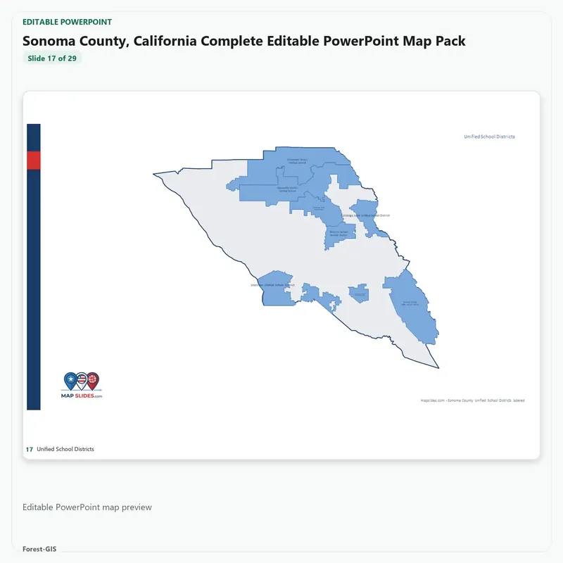 Sonoma County, California Editable Map Pack - Image 5