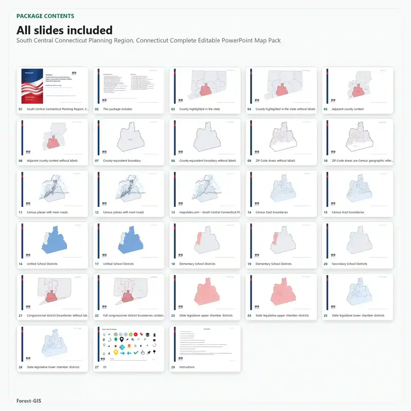 South Central Connecticut Planning Region, Connecticut Editable Map Pack - Image 2