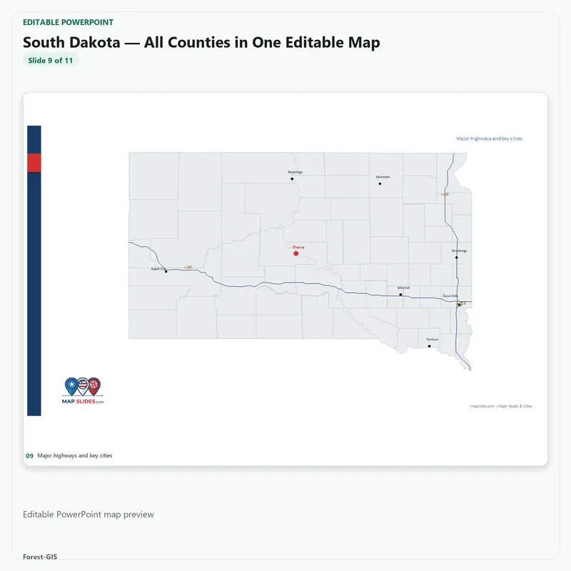 South Dakota — All Counties in One Editable Map - Image 3