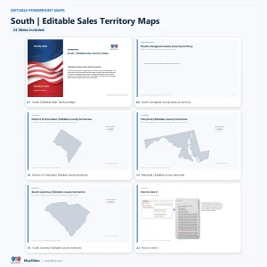South Editable Sales Territory Maps – PowerPoint