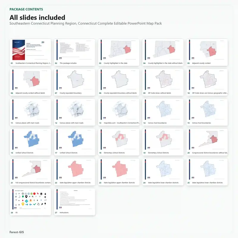 Southeastern Connecticut Planning Region, Connecticut Editable Map Pack - Image 2