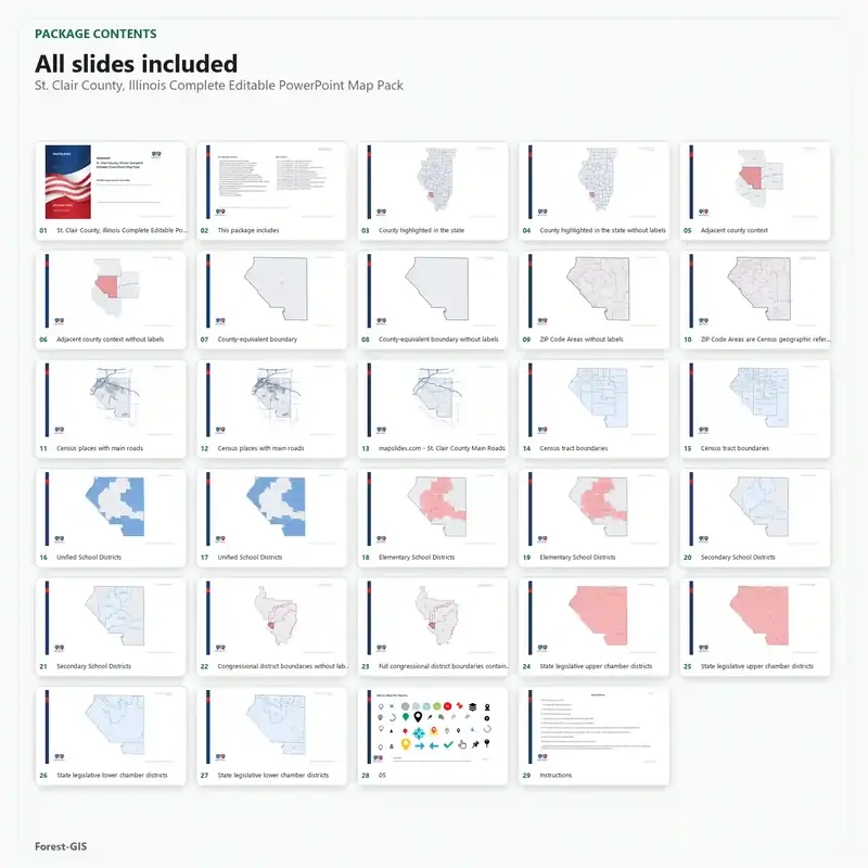 St. Clair County, Illinois Editable Map Pack - Image 2