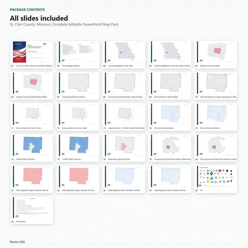 St. Clair County, Missouri Editable Map Pack - Image 2
