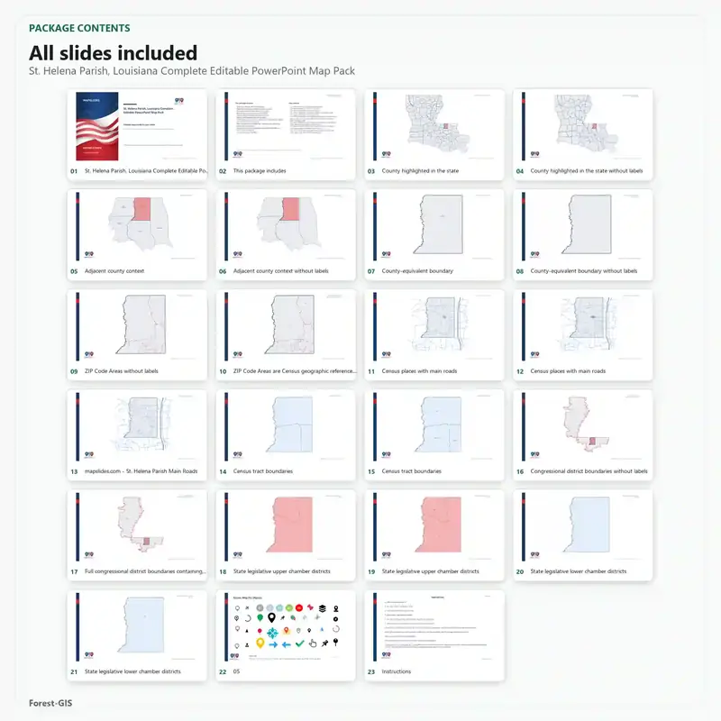 St. Helena Parish, Louisiana Editable Map Pack - Image 2