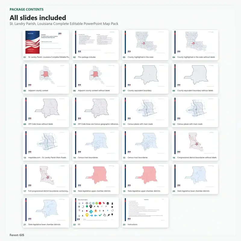 St. Landry Parish, Louisiana Editable Map Pack - Image 2
