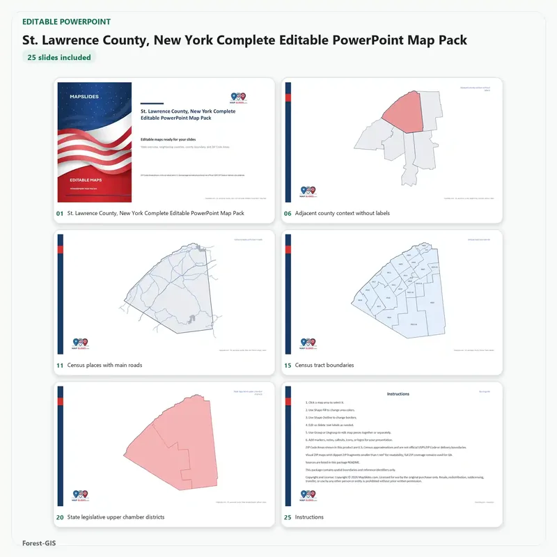 St. Lawrence County, New York Editable Map Pack