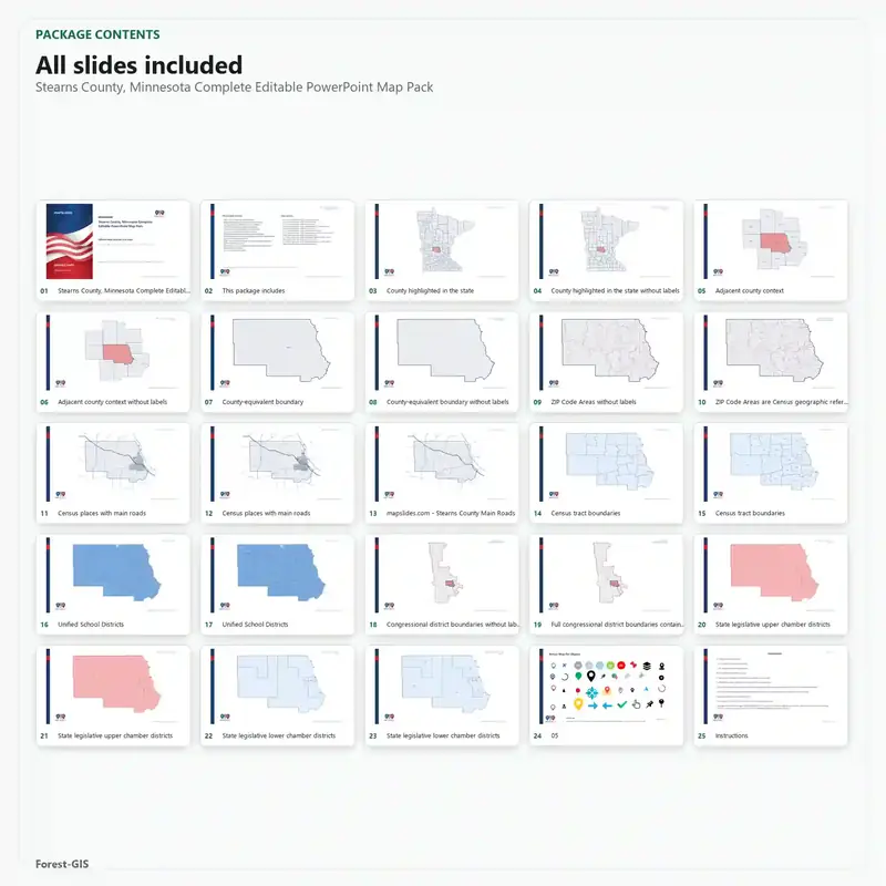 Stearns County, Minnesota Editable Map Pack - Image 2