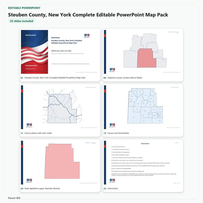 Steuben County, New York Editable Map Pack