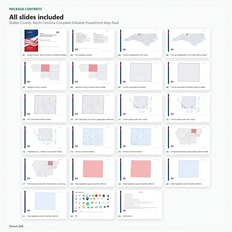 Stokes County, North Carolina Editable Map Pack - Image 2