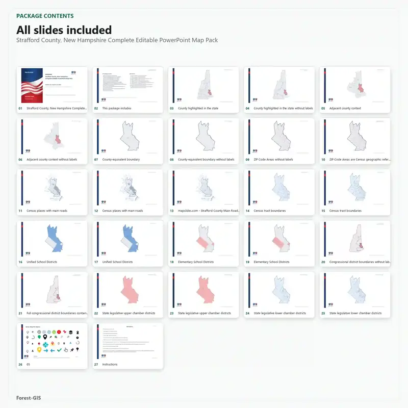 Strafford County, New Hampshire Editable Map Pack - Image 2