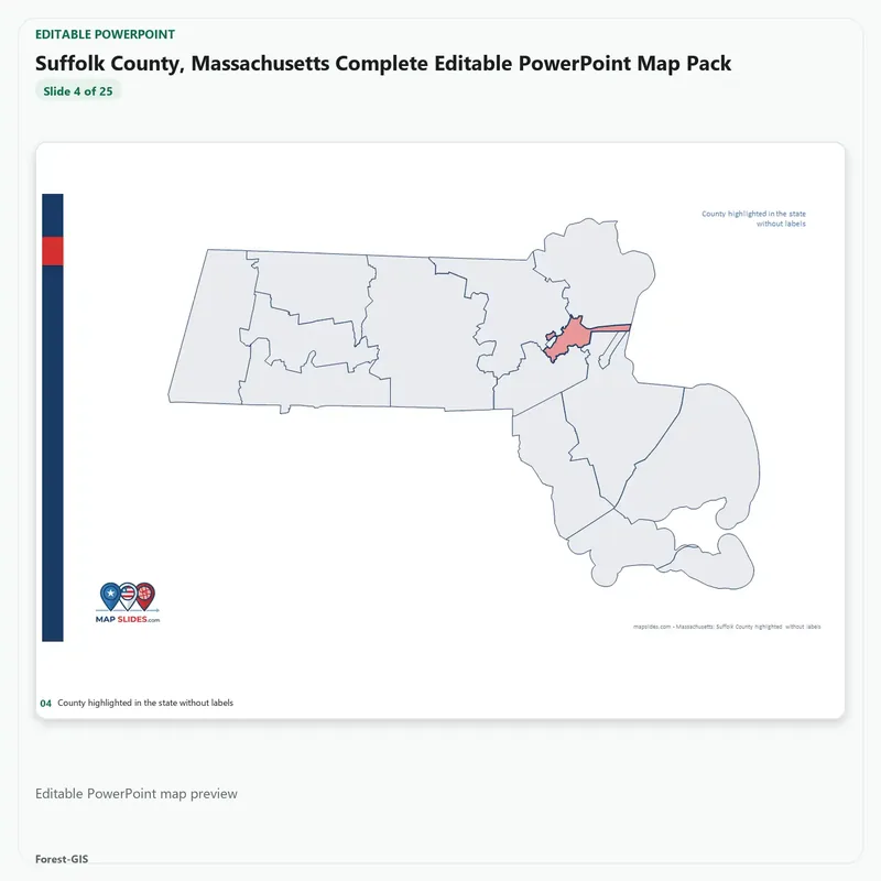 Suffolk County, Massachusetts Editable Map Pack - Image 4