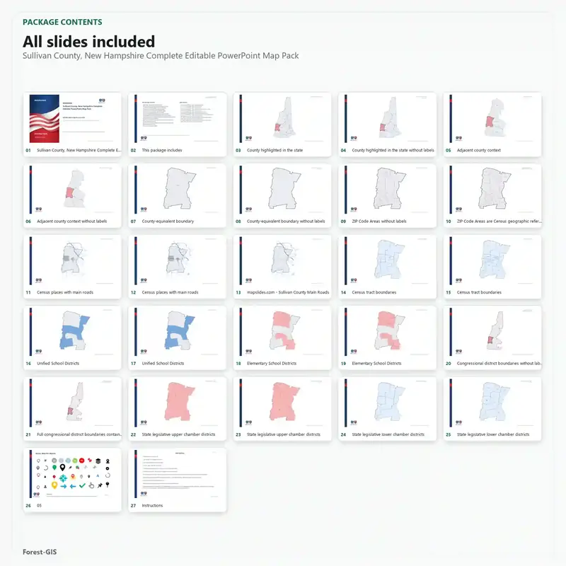 Sullivan County, New Hampshire Editable Map Pack - Image 2