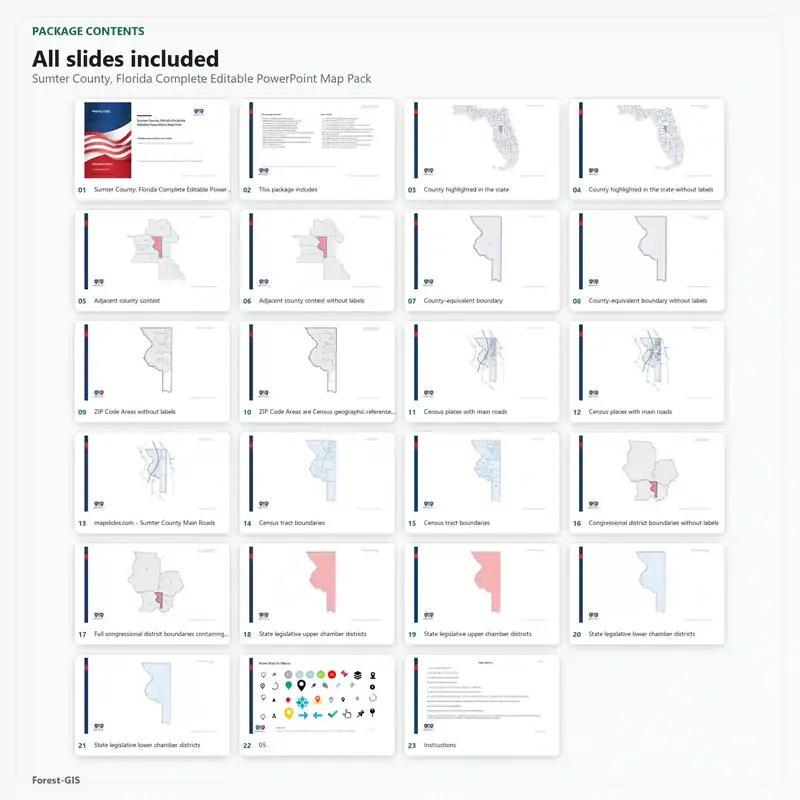 Sumter County, Florida Editable Map Pack - Image 2