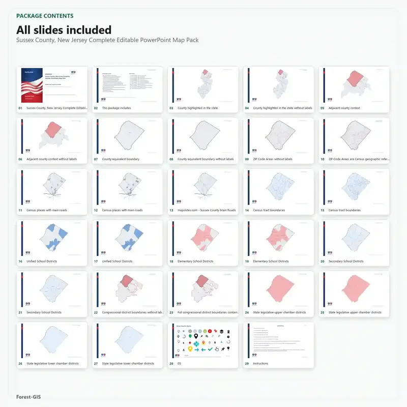 Sussex County, New Jersey Editable Map Pack - Image 2