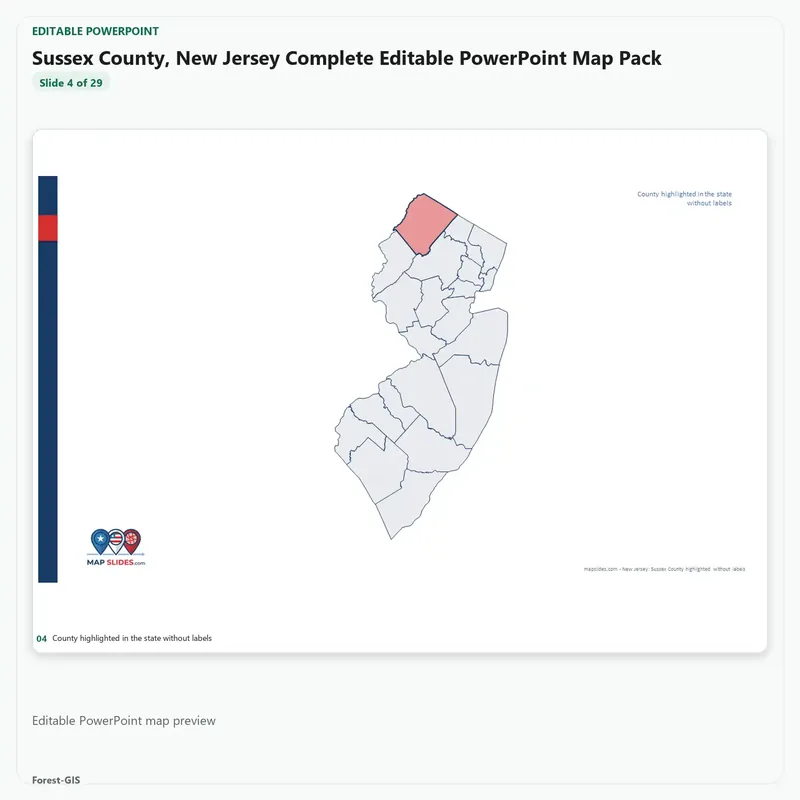 Sussex County, New Jersey Editable Map Pack - Image 4
