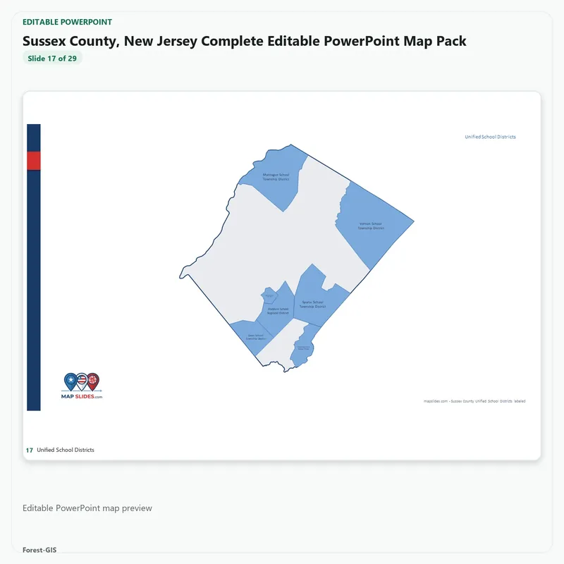 Sussex County, New Jersey Editable Map Pack - Image 5