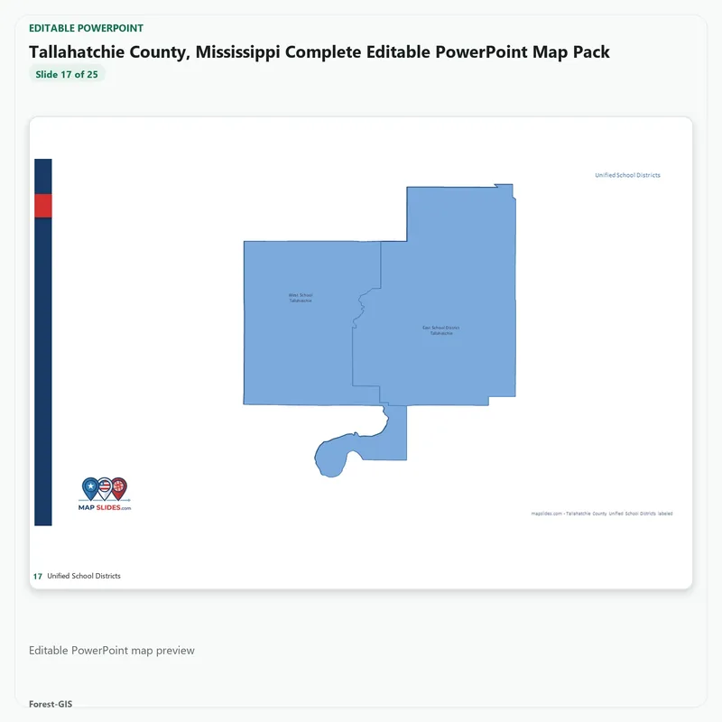 Tallahatchie County, Mississippi Editable Map Pack - Image 5
