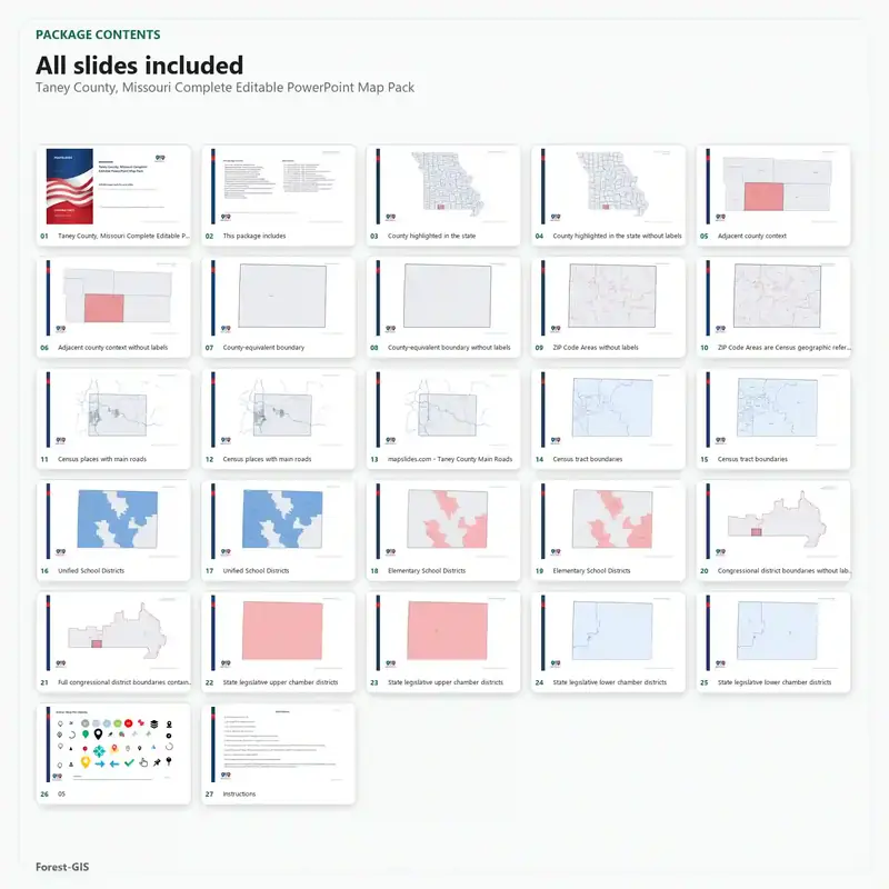 Taney County, Missouri Editable Map Pack - Image 2