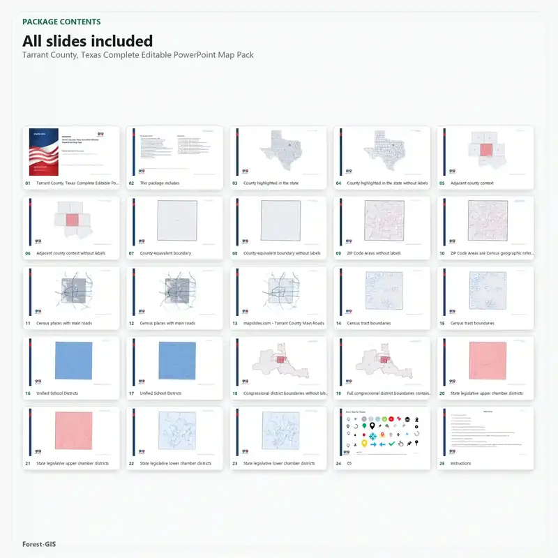 Tarrant County, Texas Editable Map Pack - Image 2