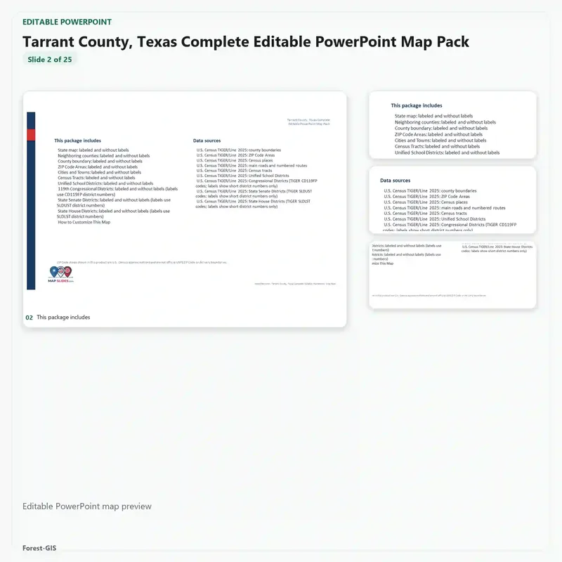 Tarrant County, Texas Editable Map Pack - Image 3