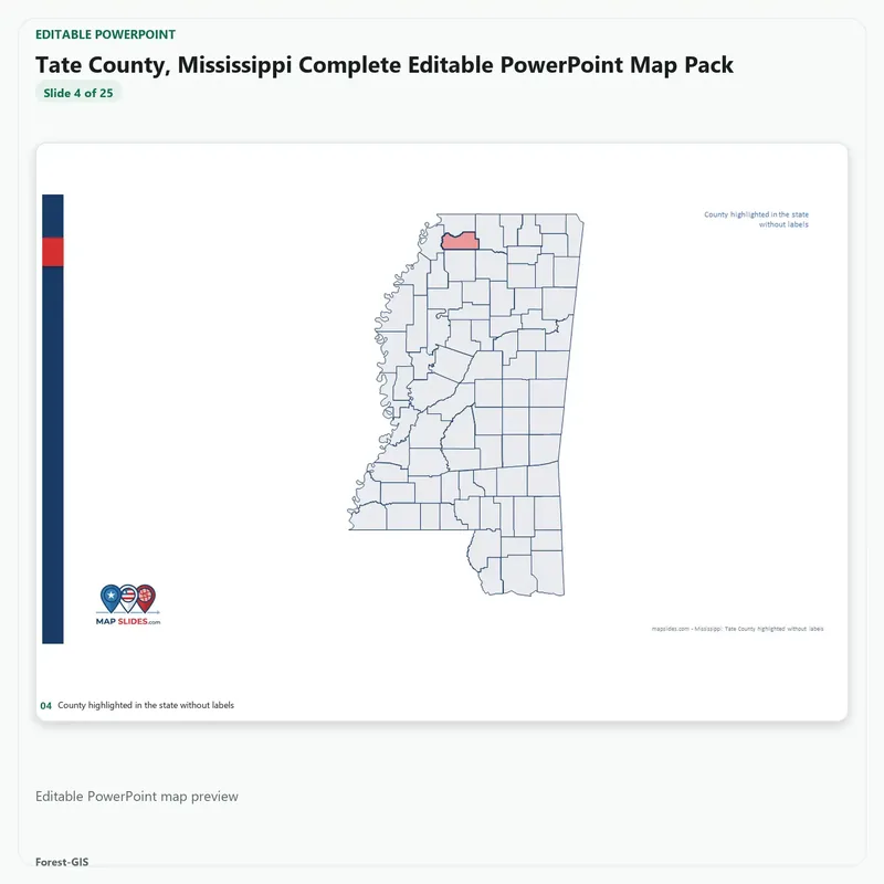 Tate County, Mississippi Editable Map Pack - Image 4