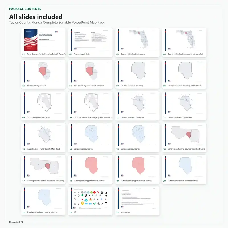 Taylor County, Florida Editable Map Pack - Image 2