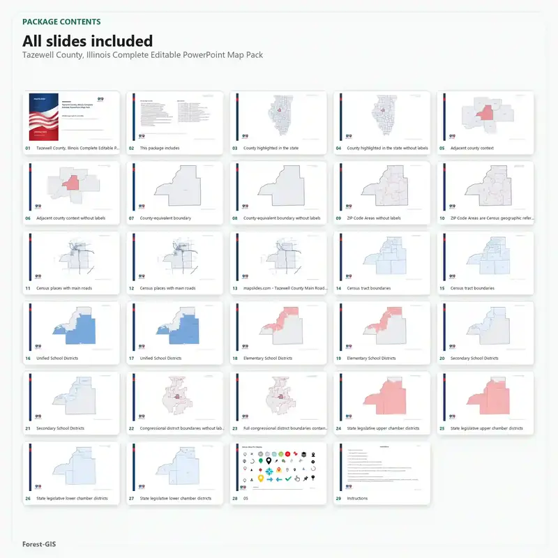 Tazewell County, Illinois Editable Map Pack - Image 2