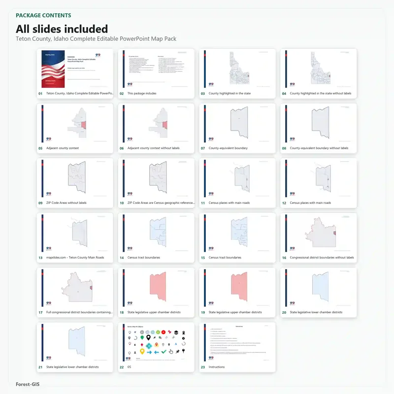 Teton County, Idaho Editable Map Pack - Image 2