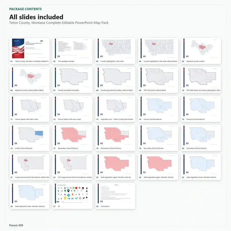 Teton County, Montana Editable Map Pack - Image 2