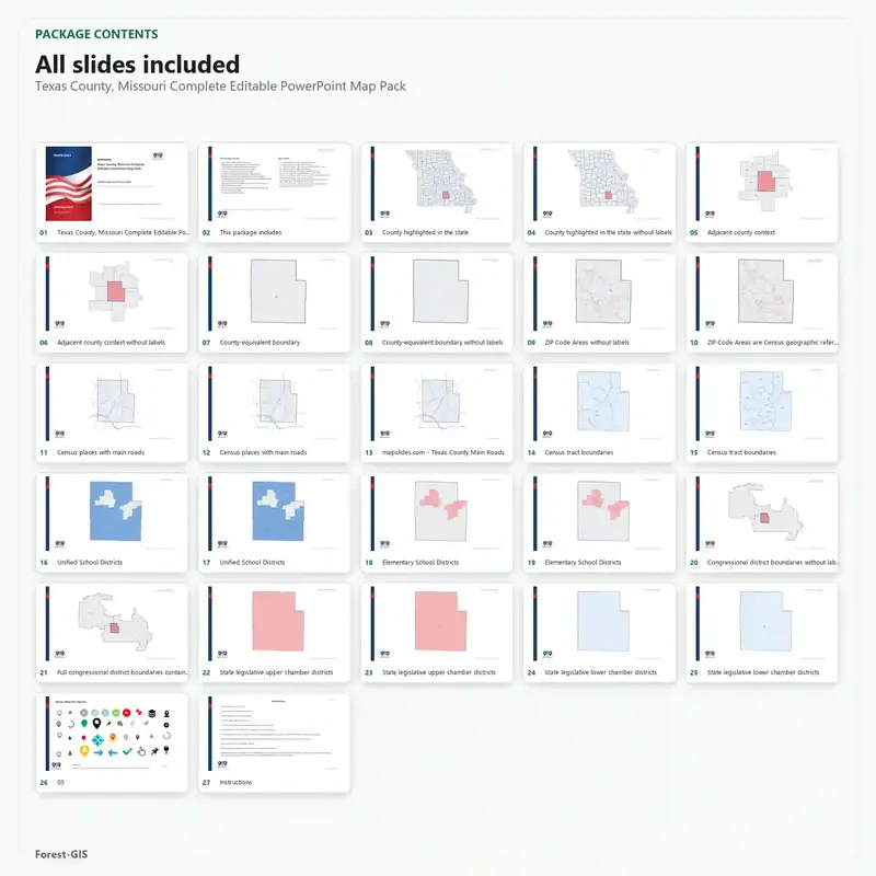 Texas County, Missouri Editable Map Pack - Image 2