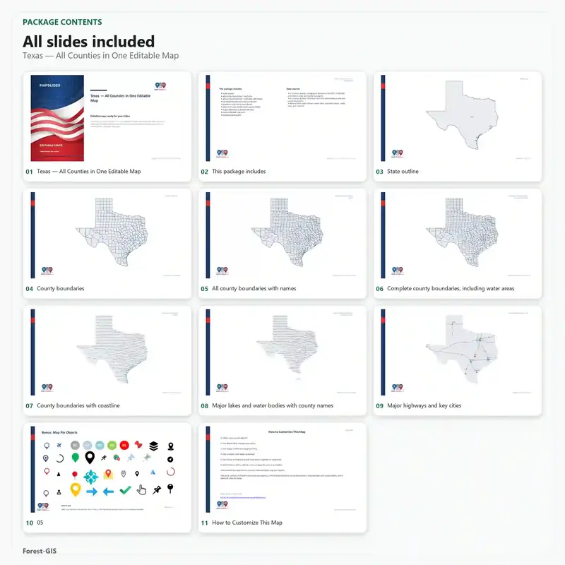 Texas — All Counties in One Editable Map - Image 2