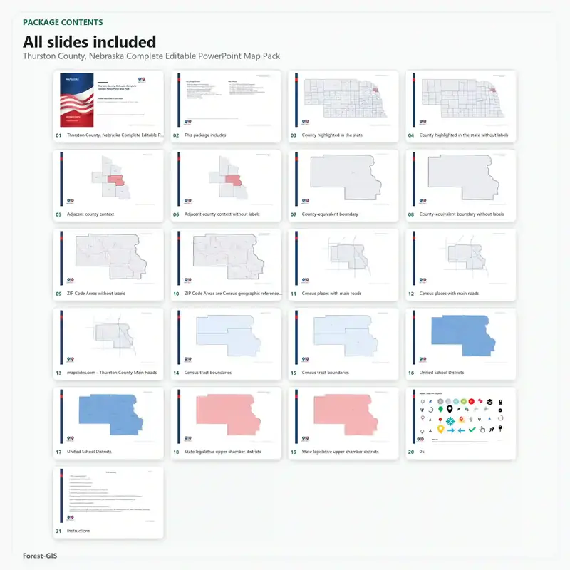 Thurston County, Nebraska Editable Map Pack - Image 2