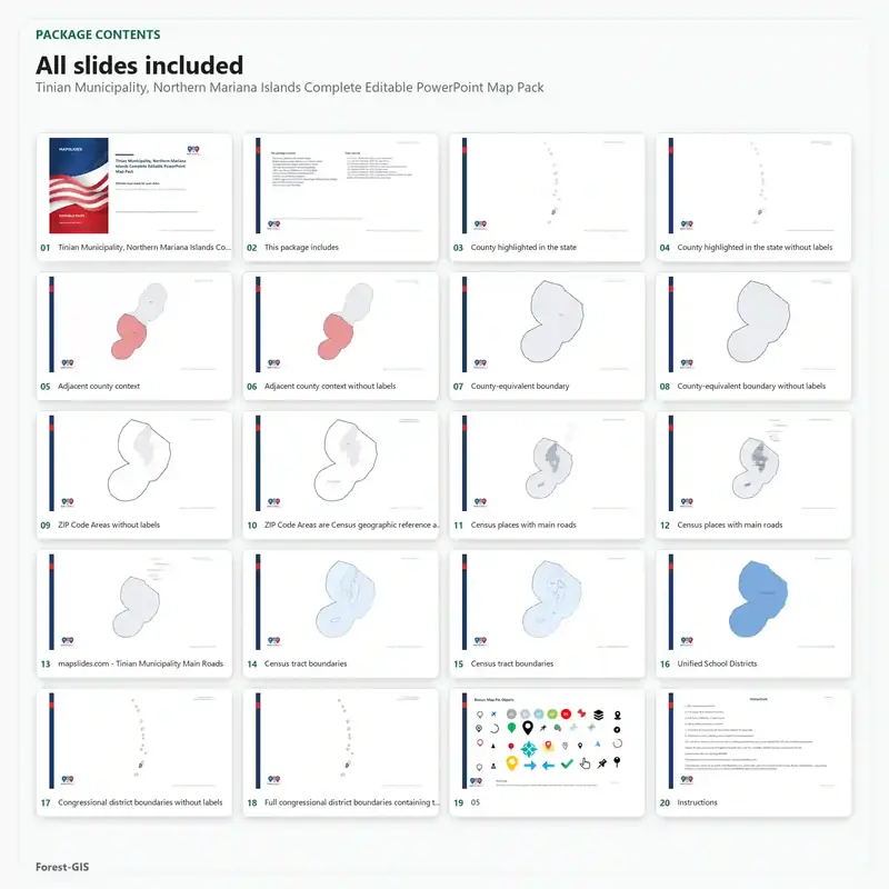 Tinian Municipality, Northern Mariana Islands Editable Map Pack - Image 2