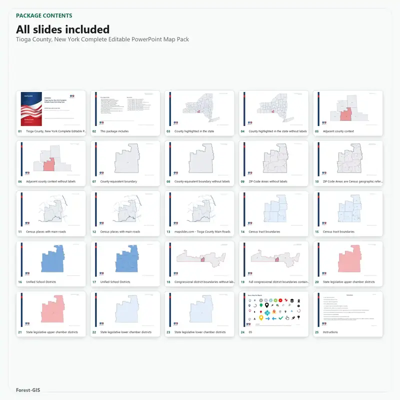 Tioga County, New York Editable Map Pack - Image 2