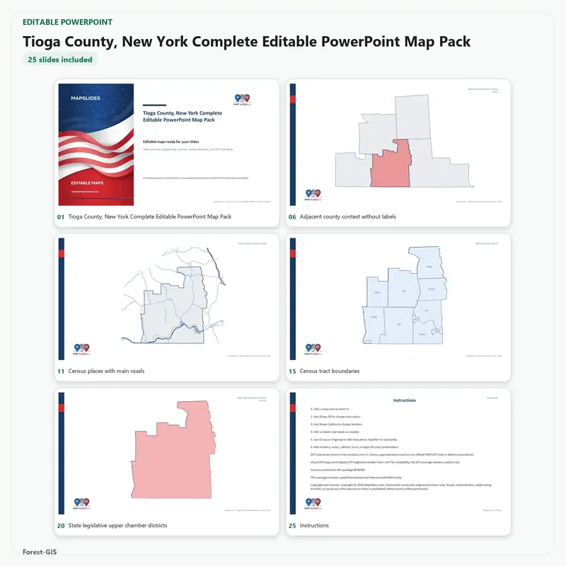Tioga County, New York Editable Map Pack