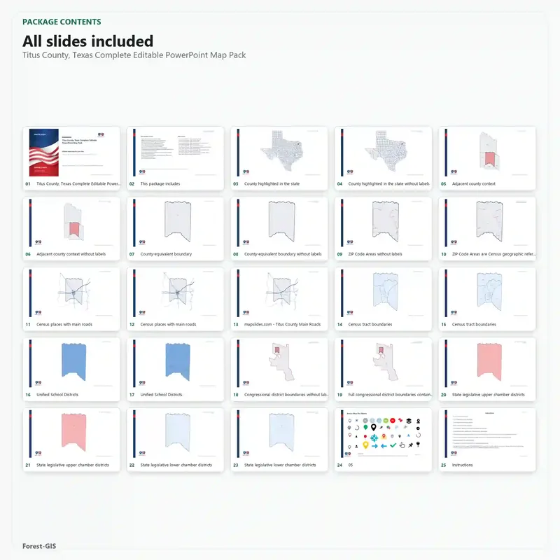 Titus County, Texas Editable Map Pack - Image 2