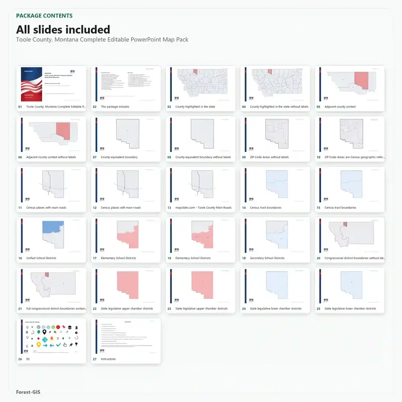 Toole County, Montana Editable Map Pack - Image 2