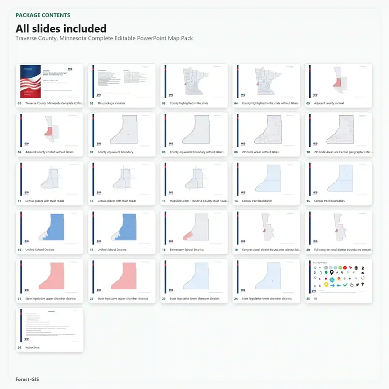 Traverse County, Minnesota Editable Map Pack - Image 2