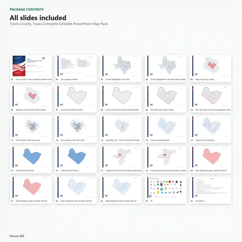 Travis County, Texas Editable Map Pack - Image 2