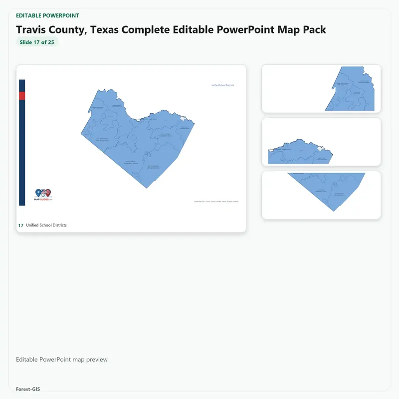 Travis County, Texas Editable Map Pack - Image 5