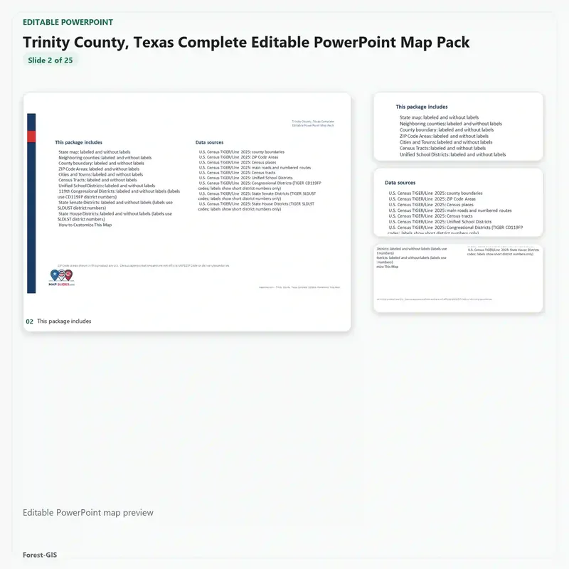 Trinity County, Texas Editable Map Pack - Image 3