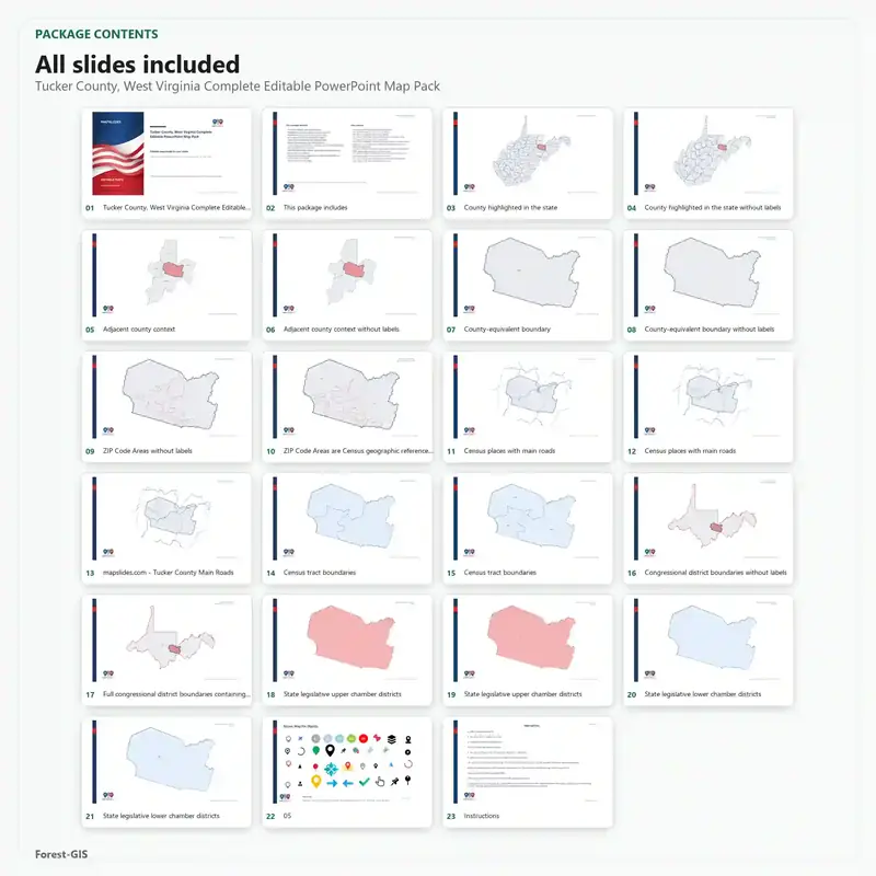 Tucker County, West Virginia Editable Map Pack - Image 2