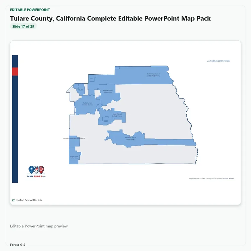 Tulare County, California Editable Map Pack - Image 5