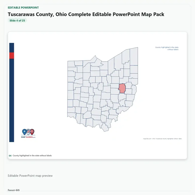 Tuscarawas County, Ohio Editable Map Pack - Image 4